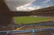 24 May 2002; Contractor Fergus Finneran, cutts the Croke Park grass for the first time since it's reseeding earlier in the month. Photo by Damien Eagers/Sportsfile
