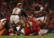 25 May 2002; Mick Galwey of Munster in action against Neil Back, left, of Leicester during the Heineken Cup Final match between Leicester Tigers and Munster at the Millennium Stadium in Cardiff, Wales. Photo by Brendan Moran/Sportsfile