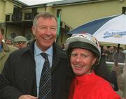 25 May 2002; Owner Sir Alex Ferguson, manager of Manchester United, and jockey Mick Kinnane after sending out Rock of Gibraltar to win the Entenmann's Irish 2000 Guineas at The Curragh Racecourse in Kildare. Photo by Sportsfile