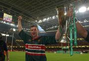 25 May 2002; Geordan Murphy of Leicester celebrates with the Heineken Cup following his side's victory during the Heineken Cup Final match between Leicester Tigers and Munster at the Millennium Stadium in Cardiff, Wales. Photo by Matt Browne/Sportsfile