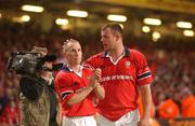 25 May 2002; Munster's Peter Stringer, left, and John O'Neill following their side's defeat during the Heineken Cup Final match between Leicester Tigers and Munster at the Millennium Stadium in Cardiff, Wales. Photo by Matt Browne/Sportsfile