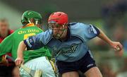 26 May 2002; Darragh Spain of Dublin goes past the tackle of Charlie Keena of Meath during the Guinness Leinster Senior Hurling Championship Quarter-Final match between Dublin and Meath at O'Connor Park in Tullamore, Offaly. Photo by Matt Browne/Sportsfile