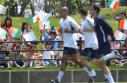 27 May 2002; Local school children from Izumo cheer on the players during a Republic of Ireland squad training session at Izumo Sports Park in Izumo, Japan. Photo by David Maher/Sportsfile
