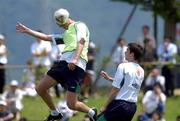 27 May 2002; Niall Quinn and Gary Breen during a Republic of Ireland squad training session at Izumo Sports Park in Izumo, Japan. Photo by David Maher/Sportsfile