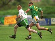26 May 2002; Niall Jordan of London in action against Paul McDermott of Leitrim during the Bank of Ireland Connacht Senior Football Championship Quarter-Final match between London and Leitrim at the Emerald GAA Grounds in Ruislip, London, England. Photo by Brian Lawless/Sportsfile