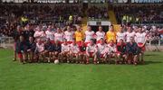 26 May 2002; The Tyrone panel prior to the Bank of Ireland Ulster Senior Football Championship Quarter-Final Replay match between Armagh and Tyrone at St Tiernach's Park in Clones, Monaghan. Photo by Aoife Rice/Sportsfile