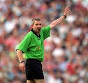 26 May 2002; Referee Des Joyce during the Bank of Ireland Leinster Senior Football Championship Quarter-Final match between Kildare and Louth at Páirc Tailteann in Navan, Meath. Photo by Ray McManus/Sportsfile