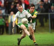 26 May 2002; Paul Coggins of London in action against John McKeon of Leitrim during the Bank of Ireland Connacht Senior Football Championship Quarter-Final match between London and Leitrim at the Emerald GAA Grounds in Ruislip, London, England. Photo by Brian Lawless/Sportsfile