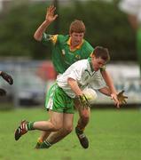 26 May 2002; Colm Heaney of London in action against Gary McCloskey of Leitrim during the Bank of Ireland Connacht Senior Football Championship Quarter-Final match between London and Leitrim at the Emerald GAA Grounds in Ruislip, London, England. Photo by Brian Lawless/Sportsfile