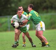 26 May 2002; Karl Scanlon of London in action against Padraig McLoughlin of Leitrim during the Bank of Ireland Connacht Senior Football Championship Quarter-Final match between London and Leitrim at the Emerald GAA Grounds in Ruislip, London, England. Photo by Brian Lawless/Sportsfile