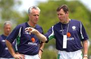 28 May 2002; Republic of Ireland manager Mick McCarthy, left, and goal-keeping coach Pachie Bonner during a Republic of Ireland squad training session at Izumo Sports Park in Izumo, Japan. Photo by David Maher/Sportsfile