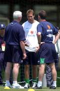 28 May 2002; Jason McAteer, centre, in conversation with team physio's Mick Byrne, left and Ciaran Murray during a Republic of Ireland squad training session at Izumo Sports Park in Izumo, Japan. Photo by David Maher/Sportsfile