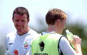 28 May 2002; Alan Kelly, left, and Steve Staunton during a Republic of Ireland squad training session at Izumo Sports Park in Izumo, Japan. Photo by David Maher/Sportsfile