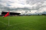 26 May 2002; A view of a sideline flag and the pitch prior to the Bank of Ireland Leinster Senior Football Championship Quarter-Final match between Kildare and Louth at Páirc Tailteann in Navan, Meath. Photo by Pat Murphy/Sportsfile