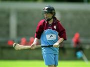 29 May 2002; Caroline Ni Annagain of Scoil Lorcain during the 2002 Church and General Cumann na mBunscoil Corn Aghais Final match between Gaelscoil Naomh Padraig and Scoil Lorcain at Parnell Park in Dublin. Photo by Brendan Moran/Sportsfile