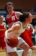 12 February 2002; Emma Kilgallon of Ursuline College Sligo in action against Edel Maher of Presentation, Thurles, during the Bank of Ireland Schools Cup U19 &quot;A&quot; Girls Final match between Presentation, Thurles and Ursuline College Sligo at ESB Arena in Tallaght, Dublin. Photo by Brian Lawless/Sportsfile