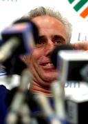30 May 2002; Republic of Ireland manager Mick McCarthy during a press conference at Izumo Sports Park in Izumo, Japan, ahead of their first FIFA World Cup 2002 Group E match against Cameroon. Photo by David Maher/Sportsfile