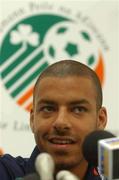 30 May 2002; Steven Reid during a press conference at Izumo Sports Park in Izumo, Japan, ahead of their first FIFA World Cup 2002 Group E match against Cameroon. Photo by David Maher/Sportsfile