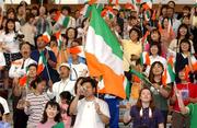 30 May 2002; Local supporters during a farewell ceremony for the Republic of Ireland squad at Izumo Sports Park in Izumo, Japan, ahead of their first FIFA World Cup 2002 Group E match against Cameroon. Photo by David Maher/Sportsfile