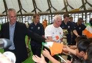 30 May 2002; Republic of Ireland manager Mick McCarthy and his team meet the fans during a farewell ceremony at Izumo Sports Park in Izumo, Japan, ahead of their first FIFA World Cup 2002 Group E match against Cameroon. Photo by David Maher/Sportsfile