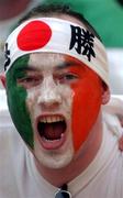 1 June 2002; A Republic of Ireland supporter prior to the FIFA World Cup 2002 Group E match between Republic of Ireland and Cameroon at Big Swan Stadium in Niigata, Japan. Photo by David Maher/Sportsfile