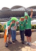 1 June 2002; Republic of Ireland supporters Alan Byrne, David Burke, Patrick Price and Andrew Horan prior to the FIFA World Cup 2002 Group E match between Republic of Ireland and Cameroon at Big Swan Stadium in Niigata, Japan. Photo by David Maher/Sportsfile