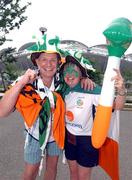 1 June 2002; Republic of Ireland supporters Elaine and Keith Bailey, from Kilburn, London, England, prior to the FIFA World Cup 2002 Group E match between Republic of Ireland and Cameroon at Big Swan Stadium in Niigata, Japan. Photo by David Maher/Sportsfile