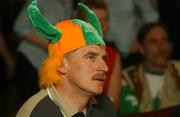 1 June 2002; An anxious Republic of Ireland supporter watches the FIFA World Cup 2002 Group E match between Republic of Ireland and Cameroon at The Submarine Bar in Crumlin, Dublin. Photo by Ray McManus/Sportsfile