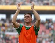 1 June 2002; Niall Quinn of Republic of Ireland applauds the crowd following the FIFA World Cup 2002 Group E match between Republic of Ireland and Cameroon at Big Swan Stadium in Niigata, Japan. Photo by David Maher/Sportsfile