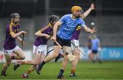 13 May 2017; Diarmaid Ó Floinn of Dublin in action against Charlie McGuckin of Wexford during the Electric Ireland Leinster GAA Hurling Minor Championship Semi-Final game between Dublin and Wexford at Parnell Park in Dublin. Photo by Brendan Moran/Sportsfile
