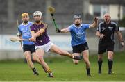 13 May 2017; Gavin Sheehan of Wexford in action against David Keogh of Dublin during the Electric Ireland Leinster GAA Hurling Minor Championship Semi-Final game between Dublin and Wexford at Parnell Park in Dublin. Photo by Brendan Moran/Sportsfile