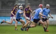 13 May 2017; Kyle Firman of Wexford in action against Lee Gannon of Dublin during the Electric Ireland Leinster GAA Hurling Minor Championship Semi-Final game between Dublin and Wexford at Parnell Park in Dublin. Photo by Brendan Moran/Sportsfile