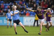 13 May 2017; Liam Murphy of Dublin in action against Conor Scallan of Wexford during the Electric Ireland Leinster GAA Hurling Minor Championship Semi-Final game between Dublin and Wexford at Parnell Park in Dublin. Photo by Brendan Moran/Sportsfile