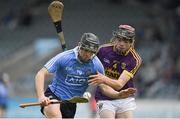 13 May 2017; Jason Byrne of Dublin in action against Cathal O'Connor of Wexford during the Electric Ireland Leinster GAA Hurling Minor Championship Semi-Final game between Dublin and Wexford at Parnell Park in Dublin. Photo by Brendan Moran/Sportsfile