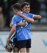 13 May 2017; Diarmaid Ó Floinn, right, and Liam Murphy of Dublin celebrate after the Electric Ireland Leinster GAA Hurling Minor Championship Semi-Final game between Dublin and Wexford at Parnell Park in Dublin. Photo by Brendan Moran/Sportsfile