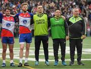 7 May 2017; New York manager Justin O'Halloran stands for the national anthem prior to the Connacht GAA Football Senior Championship Preliminary Round match between New York and Sligo at Gaelic Park in the Bronx borough of New York City, USA. Photo by Stephen McCarthy/Sportsfile