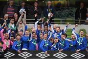 13 May 2017; Liffey Wanderers team captain's Kenneth Roche, left, and David Andrews lift the cup as their team-mates celebrate after the FAI Umbro Intermediate Challenge Cup game between Cobh Wanderers and Liffey Wanderers at the Aviva Stadium in Dublin. Photo by Matt Browne/Sportsfile