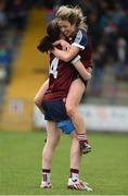 14 May 2017; Laura Lee Walsh,14, and Aileen Martin of Westmeath celebrate at the final whistle after the Lidl National Football League Division 2 Final Replay match between Westmeath and Cavan at St. Brendans Park in Birr, Co. Offaly. Photo by Matt Browne/Sportsfile