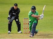 14 May 2017; Barry McCarthy of Ireland hits a delivery from Mitchell Santner of New Zealand during the One Day International match between Ireland and New Zealand at Malahide Cricket Club in Dublin. Photo by Brendan Moran/Sportsfile