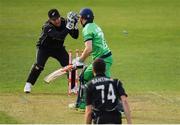 14 May 2017; Niall O'Brien of Ireland is stumped by wicketkeeper Luke Ronchi of New Zealand, from a delivery by Mitchell Santner of New Zealand, after scoring 109 during the One Day International match between Ireland and New Zealand at Malahide Cricket Club in Dublin. Photo by Brendan Moran/Sportsfile