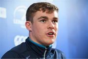 15 May 2017; Leinster's Garry Ringrose during a press conference at Leinster Rugby Headquarters in UCD, Dublin. Photo by Stephen McCarthy/Sportsfile