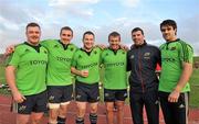 15 November 2011; Munster players, from left, to right, David Kilcoyne, Tommy O'Donnell, Damien Varley, Denis Fogarty, Denis Leamy and Conor Murray, who are amongst a group of the squad who are participating in 'Movember', after squad training ahead of their Heineken Cup Pool 1 Round 2, match against Castres Olympique on Saturday November 19th. Munster Rugby Squad Training, University of Limerick, Limerick. Picture credit: Diarmuid Greene / SPORTSFILE
