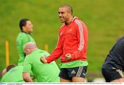 15 November 2011; Munster's Simon Zebo during squad training ahead of their Heineken Cup Pool 1 Round 2, match against Castres Olympique on Saturday November 19th. Munster Rugby Squad Training, University of Limerick, Limerick. Picture credit: Diarmuid Greene / SPORTSFILE