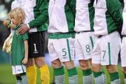 15 November 2011; Mascot Shayne Given during the National Anthems. Mascots at the UEFA EURO2012 Qualifying Play-off 2nd leg, Republic of Ireland v Estonia, Aviva Stadium, Lansdowne Road, Dublin. Picture credit: Stephen McCarthy / SPORTSFILE