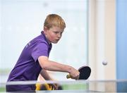 6 May 2017; Ross Austin from Cloughjordan, Co Tipperary, competing in the U13 and O10 Boy's Table Tennis during the Aldi Community Games May Festival 2017 at National Sports Campus, in Abbotstown, Dublin.  Photo by Sam Barnes/Sportsfile