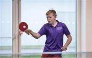 6 May 2017; Ross Austin from Cloughjordan, Co Tipperary, competing in the U13 and O10 Boy's Table Tennis during the Aldi Community Games May Festival 2017 at National Sports Campus, in Abbotstown, Dublin.  Photo by Sam Barnes/Sportsfile