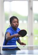 6 May 2017; Ruth Goodhead from Deansrath, Co Dublin, competing in the U13 and O10 Girl's Table Tennis during the Aldi Community Games May Festival 2017 at National Sports Campus, in Abbotstown, Dublin.  Photo by Sam Barnes/Sportsfile