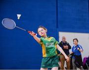 6 May 2017; Emily Rose Johnson of Kilcormac - Killoughey, Co Offaly, competing in the U15 and O12 Girl's Badminton during the Aldi Community Games May Festival 2017 at National Sports Campus, in Abbotstown, Dublin.  Photo by Sam Barnes/Sportsfile