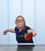 6 May 2017; Ciara McHugh of Bunninadden, Co Sligo, competing in the U16 and O13 Girl's Table Tennis during the Aldi Community Games May Festival 2017 at National Sports Campus, in Abbotstown, Dublin.  Photo by Sam Barnes/Sportsfile