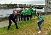 15 May 2017; John Delaney, FAI Chief Executive, with Jodie Griffin, U12 Limerick County captain, during the Fota Island Resort Gaynor Cup launch at the Lord Mayor's Office in Limerick. Photo by Piaras Ó Mídheach/Sportsfile